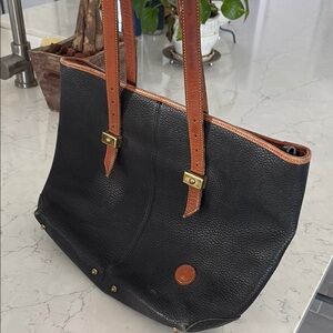 Black and Brown Tote with Adjustable Leather Straps- dooney  and bourke vintage